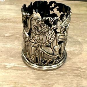 Vintage Godinger Pewter Christmas Candle Holder